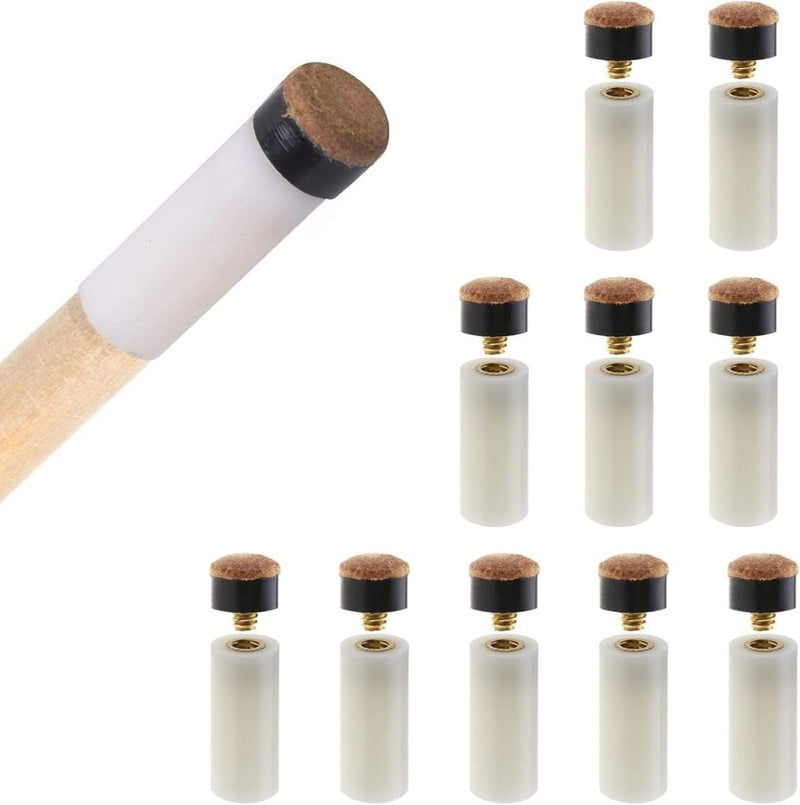 Load image into Gallery viewer, 20-delige biljartkeu tip set 10 mm – leren schroefpunten met kunststof huls voor pool en snooker - happygetfit.com
