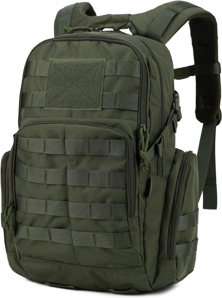 Laad afbeelding in Galerijviewer, De Militaire tactische rugzak voor outdoor avonturen is een duurzame groene rugzak van 600D polyester met meerdere compartimenten, banden en een handvat aan de bovenkant. Ideaal voor liefhebbers van tactische rugzakken of voor mensen die van trekking, kamperen en wandelen houden.
