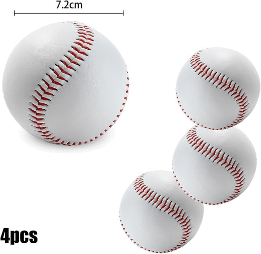 4 stuks handgenaaide zachte honkbal, 9 inch PU baseballen, softbal voor training, volwassenen en jongeren, professionele games - happygetfit.com