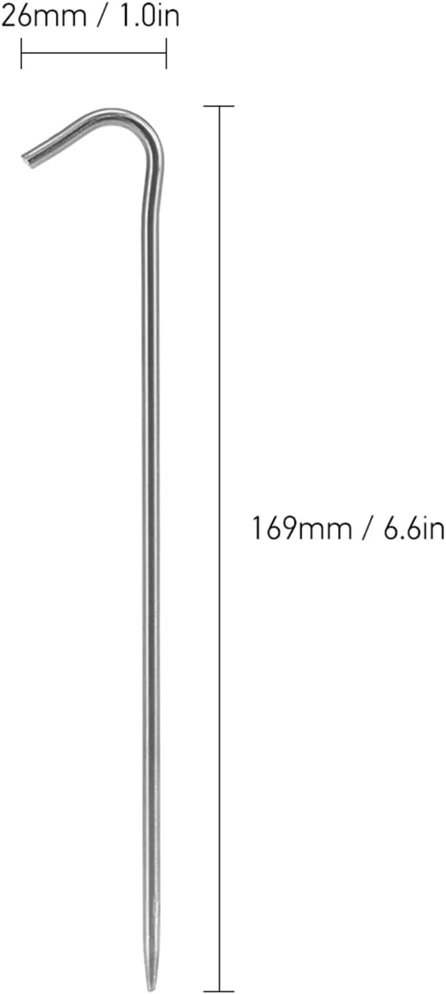 Charger l’image dans la visionneuse de galerie, Piquets de tente, 6 pièces en titane de 169 mm avec tête en forme de crochet – ancrage de tente – équipement de camping

