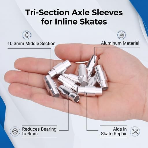 Dilwe 10 stuks wiellagers, afstandsschijven, spacer inline skates aluminium inline speed spacer voor standaard skate wielen 8 mm 6 mm assen