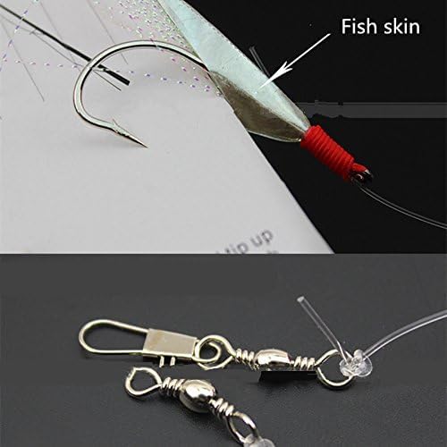 Luminous Fishing Rigs with Real Fish Skin, Glow Beads & High Carbon Hooks for Fresh/Saltwater