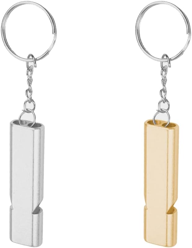 Laad afbeelding in Galerijviewer, Lmyzcbzl Trillerfluitje, 2 Stuks Noodfluitjes, Metalen Noodfluitje, Fluitje met Sleutelhanger, Voor School, Gym, Outdoor, Kamperen, Wandelen, Jagen, Klimmen
