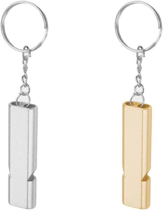 Lmyzcbzl Trillerfluitje, 2 Stuks Noodfluitjes, Metalen Noodfluitje, Fluitje met Sleutelhanger, Voor School, Gym, Outdoor, Kamperen, Wandelen, Jagen, Klimmen