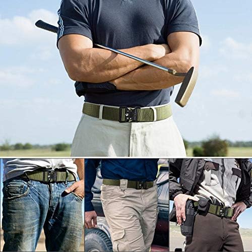 Mannen tactische riem, militaire stijl zware nylon canvas heupgordels met metalen gesp met snelsluiting voor jachttraining leger rennen [3 haak] 125 * 3.8 CM (L * W)