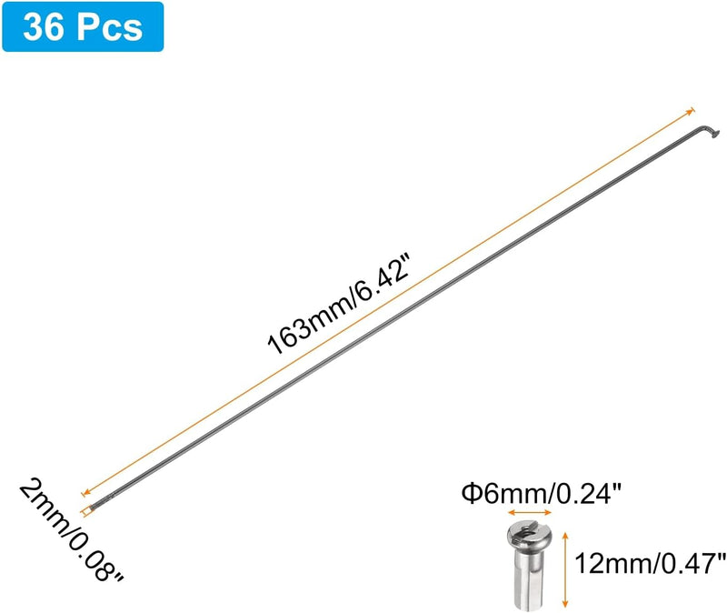 Chargez l'image dans la visionneuse de la galerie, Fietsspaken 36 stuks 14G 170 x 2 mm van roestvrij staal met messing nippels – J-bend spaken – fietsonderdelen
