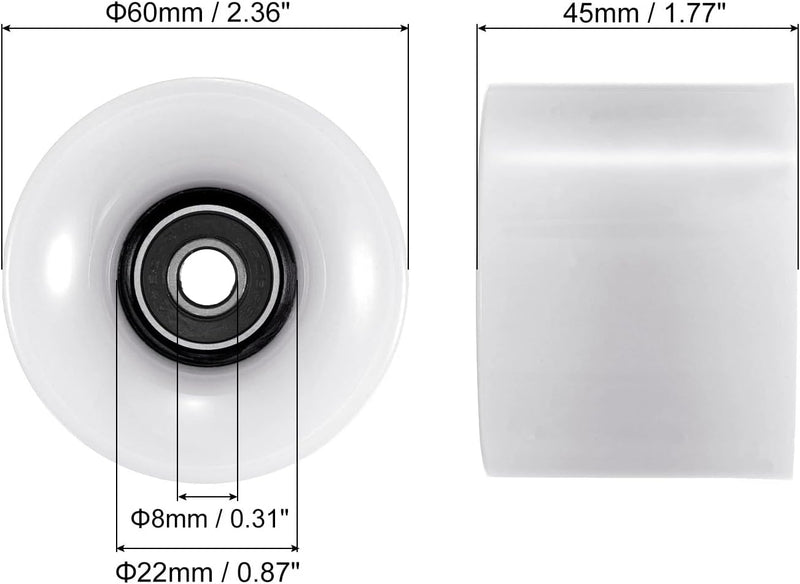 Laden Sie das Bild in Galerie -Viewer, Longboard wielen 60 mm 78A met 608 lagers en spacers 4 stuks – cruiser skateboard wielen
