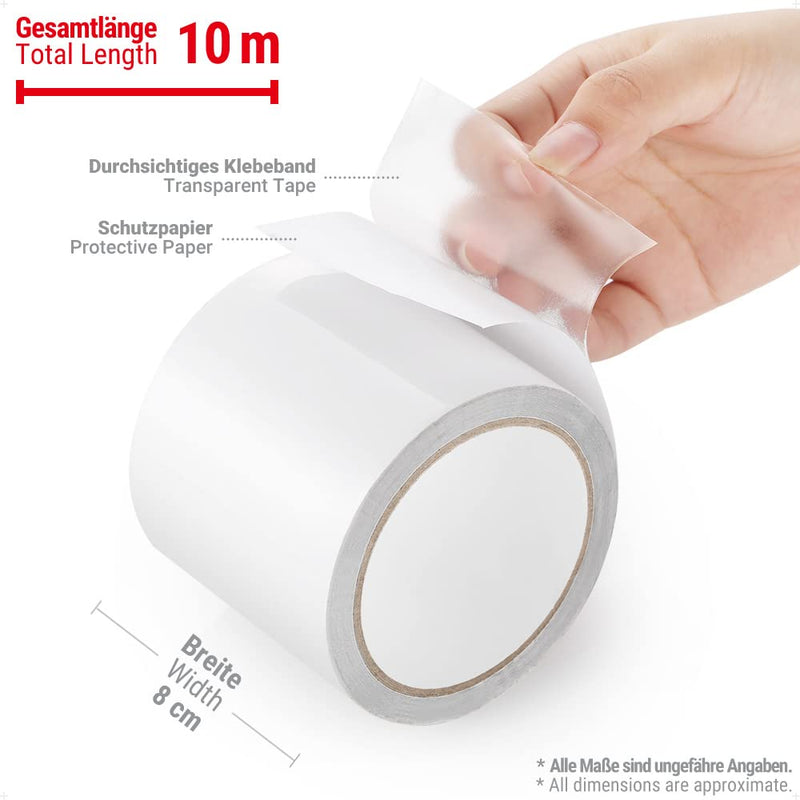 Load image into Gallery viewer, ecooe Reparatietape voor tenten, 8 cm x 5 m, reparatietape, professioneel, waterdicht, transparant, voor het repareren van luifels, tent, pvc-coating, paviljoen, vrachtwagenzeil
