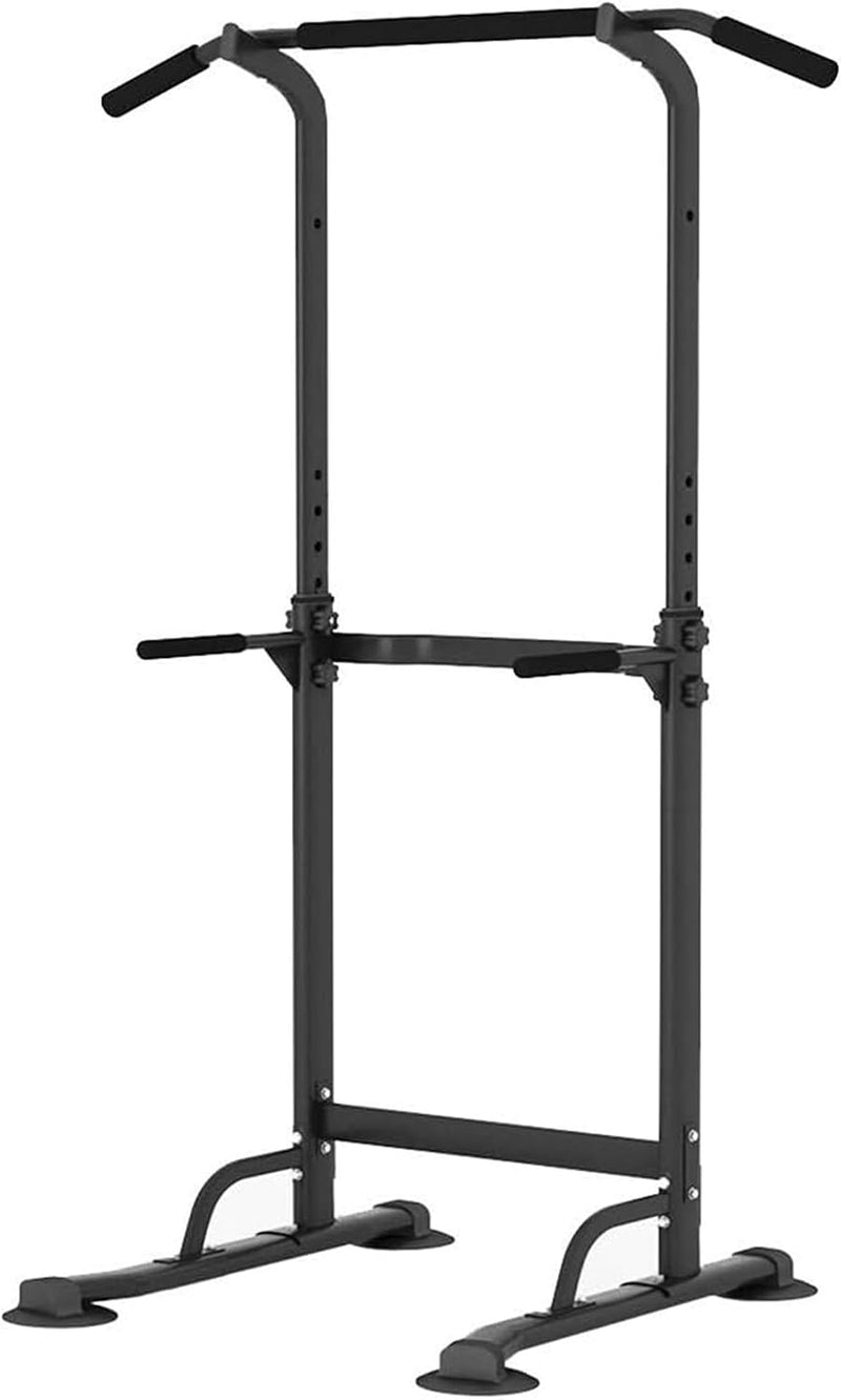 Załaduj obraz do przeglądarki galerii, Regulowana wieża treningowa 165-210 cm z drążkiem do podciągania i stacją do dipów – stacja siłowa – drabinka fitness
