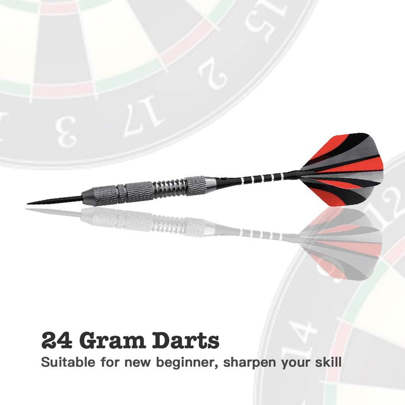 Laad afbeelding in Galerijviewer, Dartpijlen, 12 stuks, 24 gram, stalen punt, dartset, professionele dartset met aluminium schachten en 4 stijlen van vinnen
