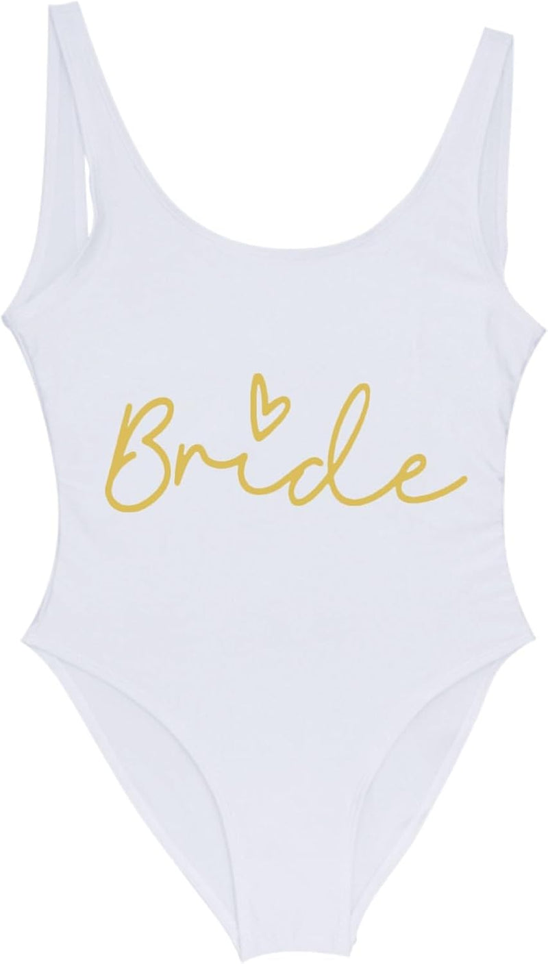 Chargez l'image dans la visionneuse de la galerie, Dames badpak Bride to Be met letterprint en lage rug – bruidsbadpak – vrijgezellenfeest
