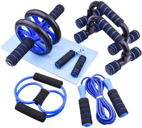 Laad afbeelding in Galerijviewer, Fitness trainingsset 7-in-1 met ab roller push-up bars en springtouw – fitness set – buikspiertrainer
