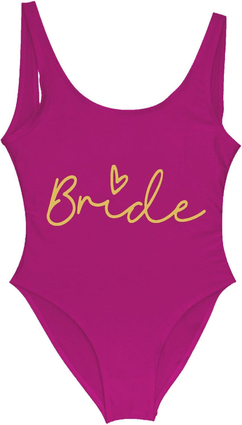 Chargez l'image dans la visionneuse de la galerie, Dames badpak Bride to Be met letterprint en lage rug – bruidsbadpak – vrijgezellenfeest
