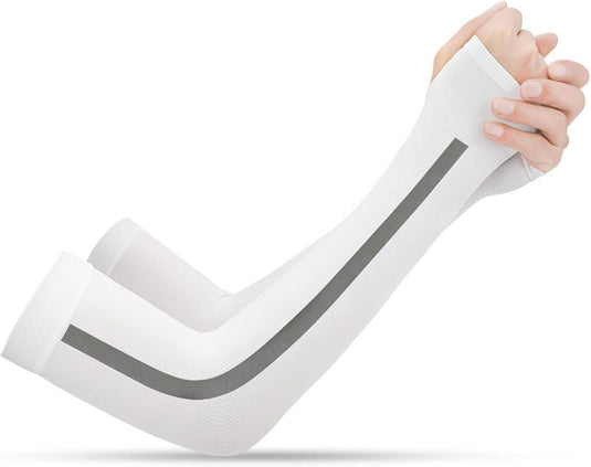 Manchons de bras anti-UV en nylon et élasthanne avec protection prolongée des mains – manchons de compression – protection sportive des bras