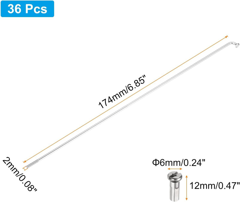 Chargez l'image dans la visionneuse de la galerie, Fietsspaken 36 stuks 14G 170 x 2 mm van roestvrij staal met messing nippels – J-bend spaken – fietsonderdelen
