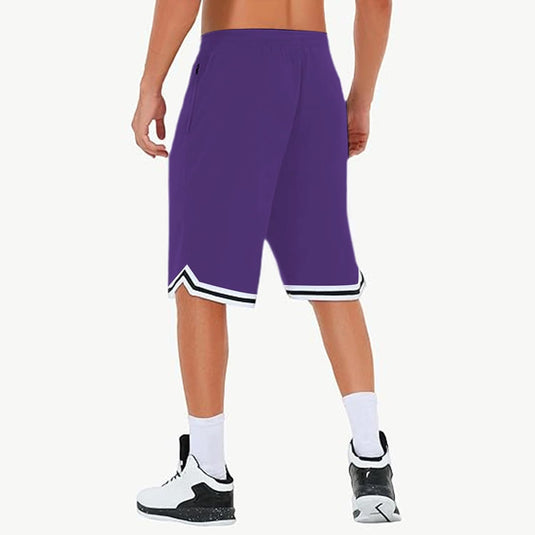 Lange basketbalshort heren van ademend mesh met ritszak – sportshort – fitness broek