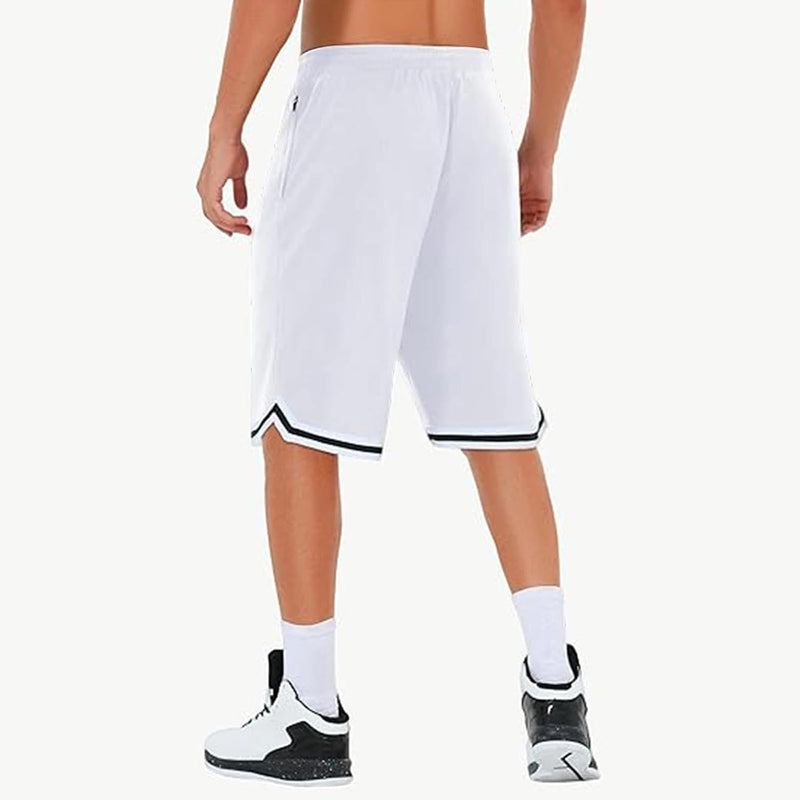 Laden Sie das Bild in Galerie -Viewer, Lange basketbalshort heren van ademend mesh met ritszak – sportshort – fitness broek
