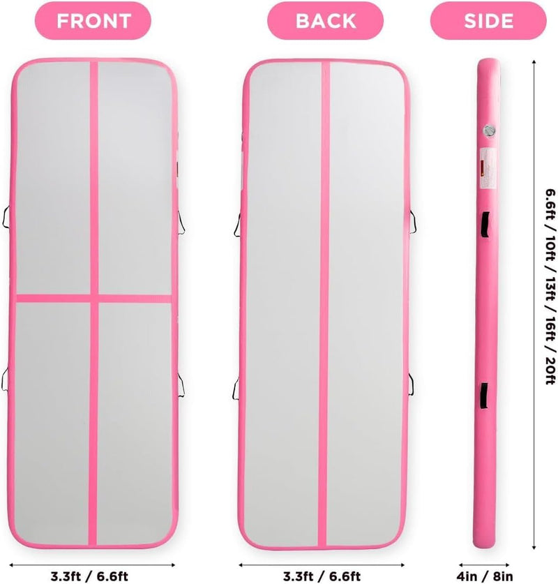 Laden Sie das Bild in Galerie -Viewer, Opblaasbare turnmat 3 m x 1 m – 10 cm dik – airtrack met luchtpomp voor gymnastiek, tumbling, yoga en fitness – roze
