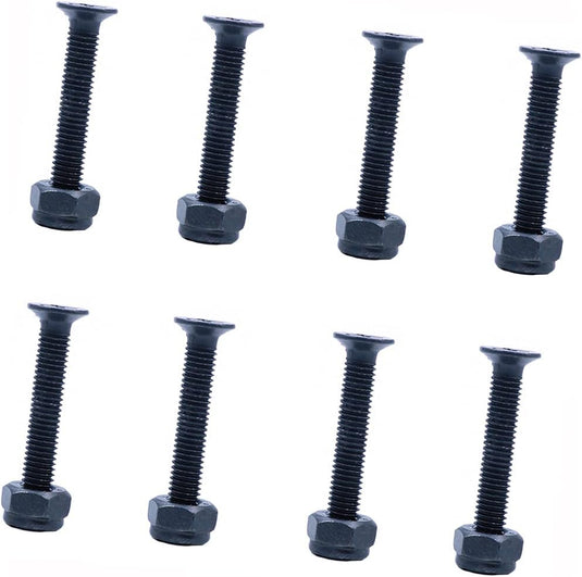 Skateboard schroeven 35 mm met moeren 16 stuks zwart – truck montagebouten – longboard accessoires