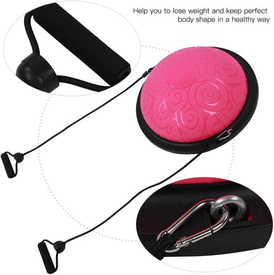 Balanstrainer 46 cm met weerstandsbanden – antislip halve bal – core training – evenwichtstraining