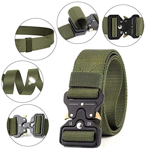 Mannen tactische riem, militaire stijl zware nylon canvas heupgordels met metalen gesp met snelsluiting voor jachttraining leger rennen [3 haak] 125 * 3.8 CM (L * W)