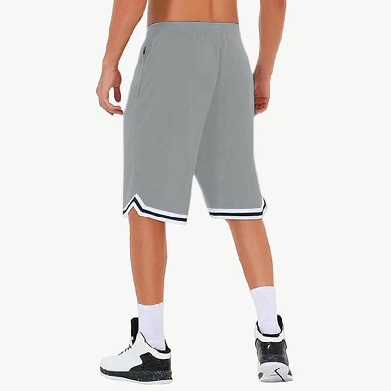 Laden Sie das Bild in Galerie -Viewer, Lange basketbalshort heren van ademend mesh met ritszak – sportshort – fitness broek
