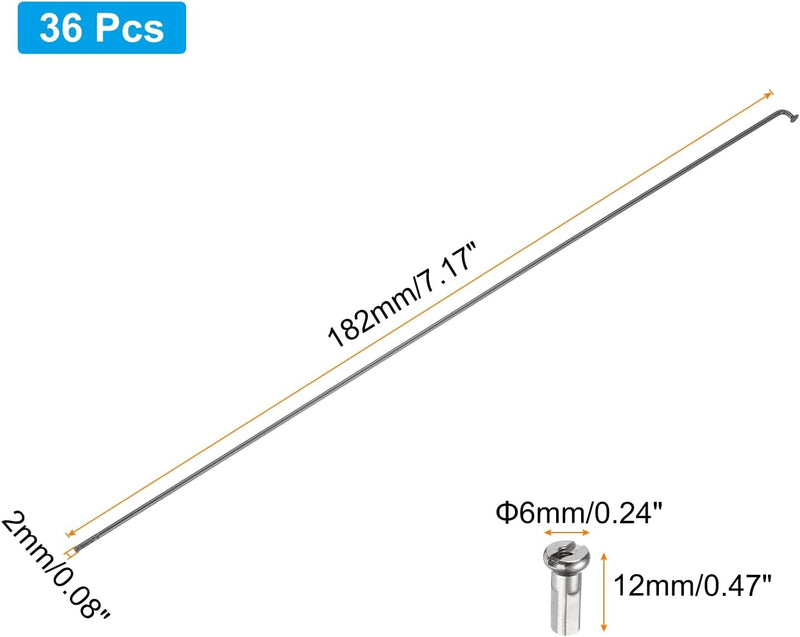 Chargez l'image dans la visionneuse de la galerie, Fietsspaken 36 stuks 14G 170 x 2 mm van roestvrij staal met messing nippels – J-bend spaken – fietsonderdelen

