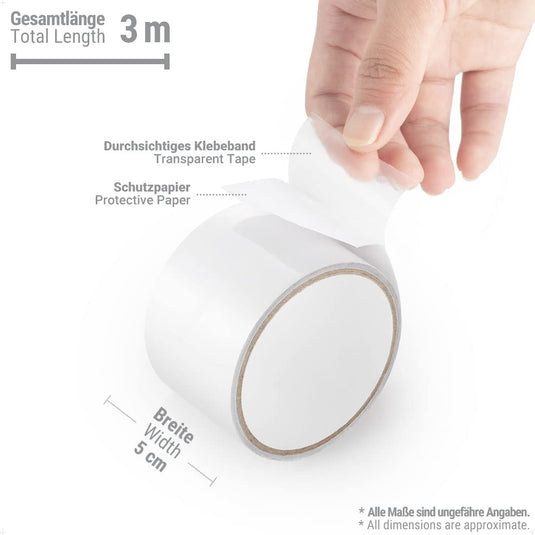 ecooe Reparatietape voor tenten, 8 cm x 5 m, reparatietape, professioneel, waterdicht, transparant, voor het repareren van luifels, tent, pvc-coating, paviljoen, vrachtwagenzeil