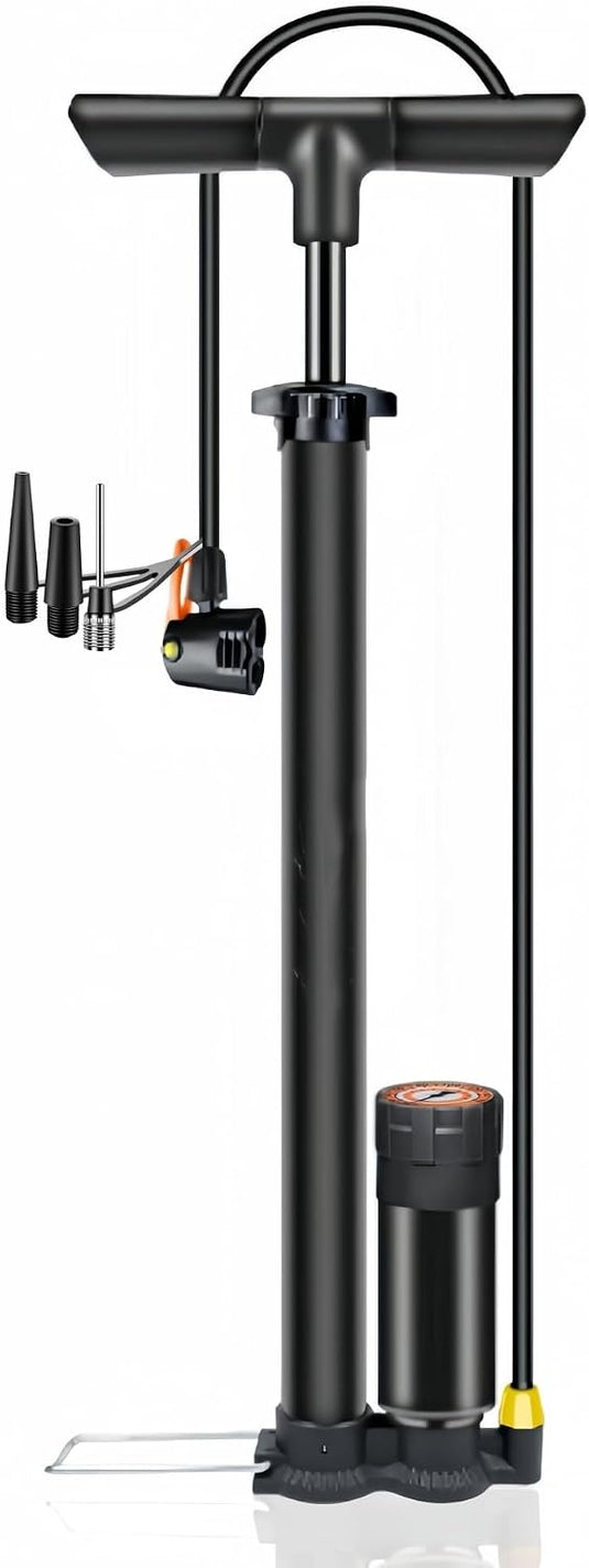 Fietspomp met manometer tot 160 PSI voor Presta en Schrader ventielen – vloerpomp – luchtpomp
