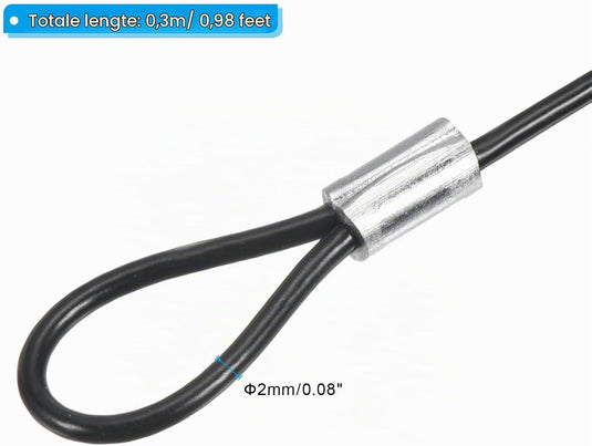Stalen veiligheidskabel met dubbele lus 10 cm x 2 mm (8 stuks) - Gecoate borgkabel - Veiligheidskabel podiumverlichting & bagage