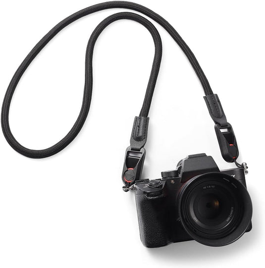 Verstelbare camerariem 95 cm – schouder- en polsband met snelsluiting voor DSLR en systeemcamera