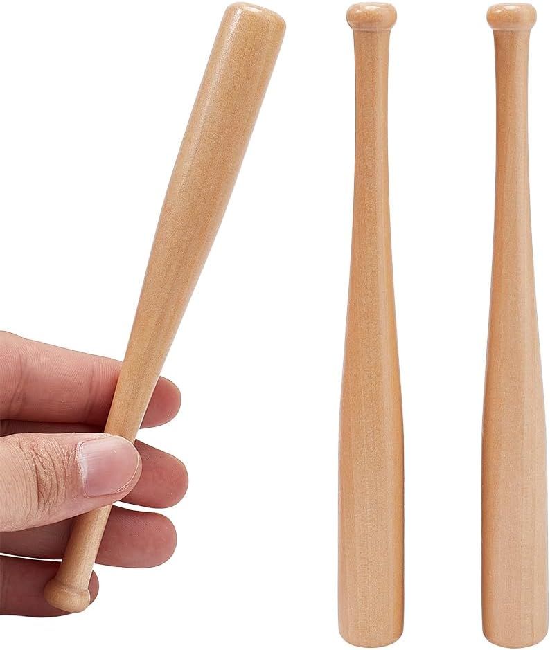 Laad afbeelding in Galerijviewer, Mini houten honkbalknuppels - 3 stuks - onbewerkt hout - 15 cm

