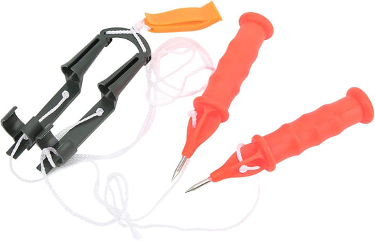 IJspriemen voor ijsvissen van roestvrij staal met noodfluitje en antislip handgrepen – ijsveiligheid – ijsvisaccessoires