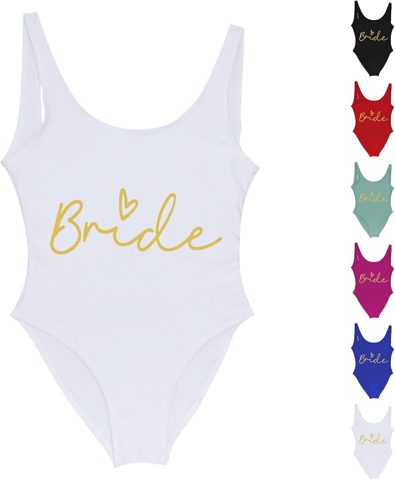 Chargez l'image dans la visionneuse de la galerie, Dames badpak Bride to Be met letterprint en lage rug – bruidsbadpak – vrijgezellenfeest
