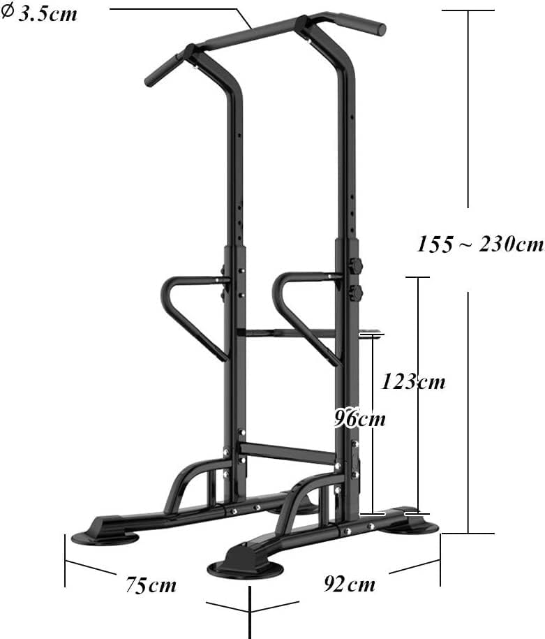 Laad afbeelding in Galerijviewer, DlandHome Power Tower Dip Station Pull Up Bar Multi-Function Strength Training Fitness Workout Station for Home Office Gym, Black, 330lbs
