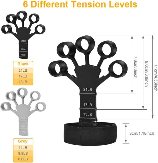 Verstellbarer Fingertrainer mit Handgelenkband und Silikon-Widerstandsschlaufen – Fingerstrecker – Handmuskeltraining