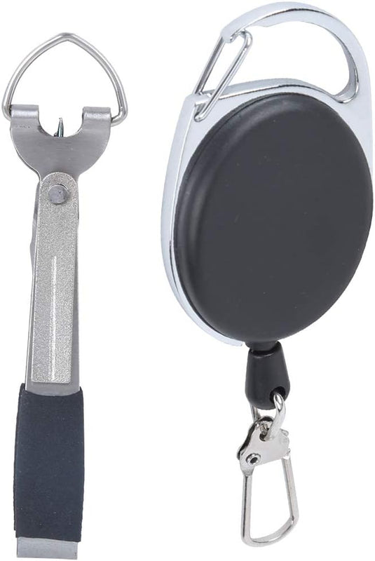 Multifunctioneel visgereedschap met lijnknipper en knopenmaker inclusief intrekbare sleutelhanger – knooptool – vliegvisaccessoires