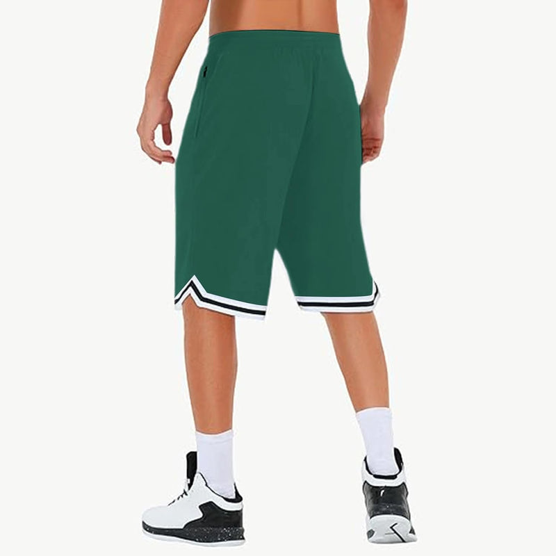Laden Sie das Bild in Galerie -Viewer, Lange basketbalshort heren van ademend mesh met ritszak – sportshort – fitness broek
