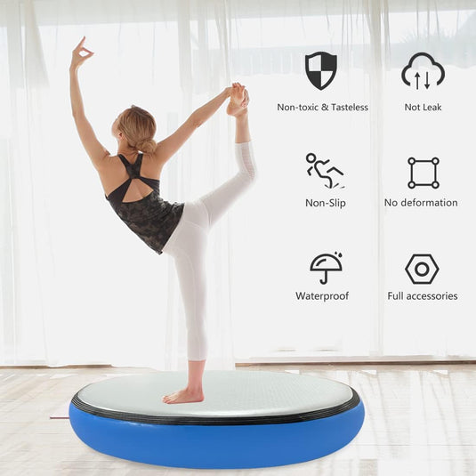 Opblaasbaar gymnastiekblok 100 x 100 x 20 cm – airblock turnmat met elektrische pomp voor turnen, fitness en yoga
