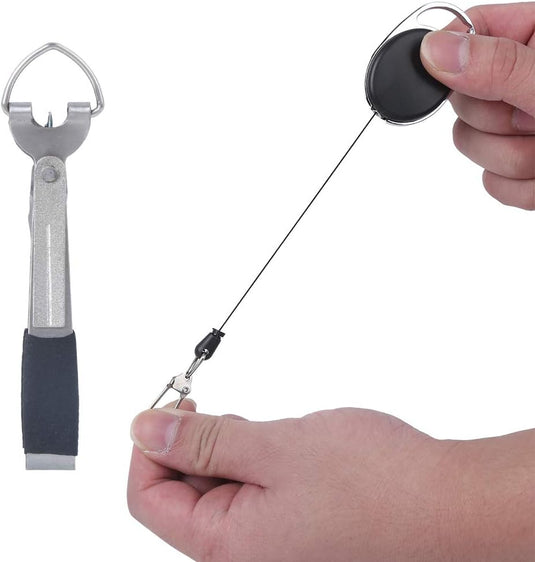 Multifunctioneel visgereedschap met lijnknipper en knopenmaker inclusief intrekbare sleutelhanger – knooptool – vliegvisaccessoires