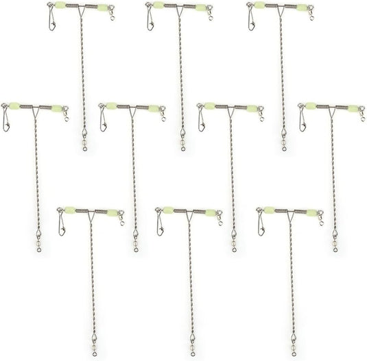 T-vormige vislijn wartels 10 stuks van roestvrij staal met draaibare connector – viswartels – zeevisaccessoires