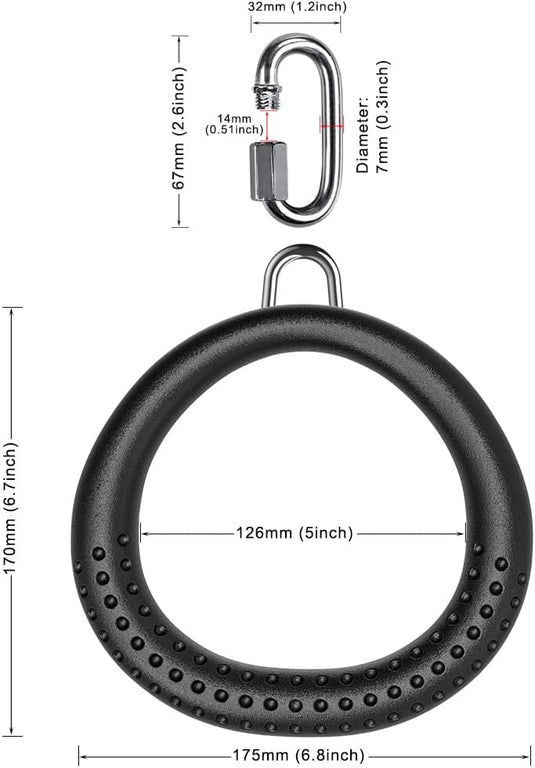 Trapeze ringen 2 stuks met karabijnhaken voor klimrek en schommel – monkey bars – speeltoestel accessoires