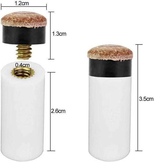 Amacoam Biljartkeu Spitzen 20 stuks 12 mm harde biljartkeu koperen schroef-vervanging tips met poolqueue klemmen voor biljartsticks snooker poolqueues, bruine spelpunten set biljart accessoires