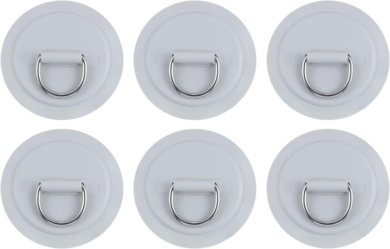 Laad afbeelding in Galerijviewer, D-ring bevestigingspads 6 stuks 8 cm van PVC grijs – roestvrijstalen bevestigingsringen – SUP kajak accessoires
