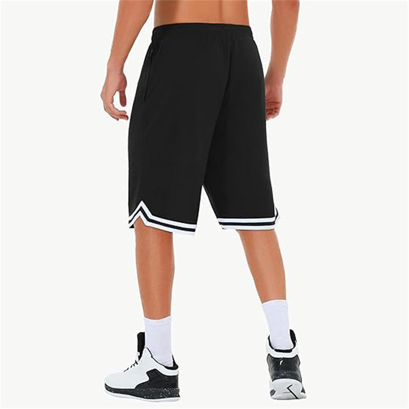 Laden Sie das Bild in Galerie -Viewer, Lange basketbalshort heren van ademend mesh met ritszak – sportshort – fitness broek
