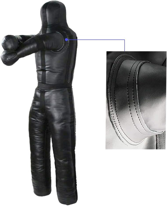 Aoneky 6FT Unfilled Grappling Dummy for Adults, Heavy Duty MMA BJJ Wrestling Training Dummy, Synthetic Leather Jiu Jitsu Judo Practice Dummy with Reinforced Stitching for Submission & Throws Practice