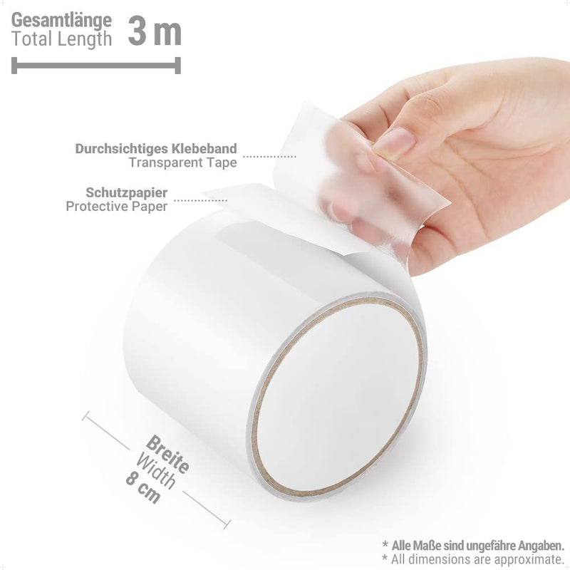 Load image into Gallery viewer, ecooe Reparatietape voor tenten, 8 cm x 5 m, reparatietape, professioneel, waterdicht, transparant, voor het repareren van luifels, tent, pvc-coating, paviljoen, vrachtwagenzeil
