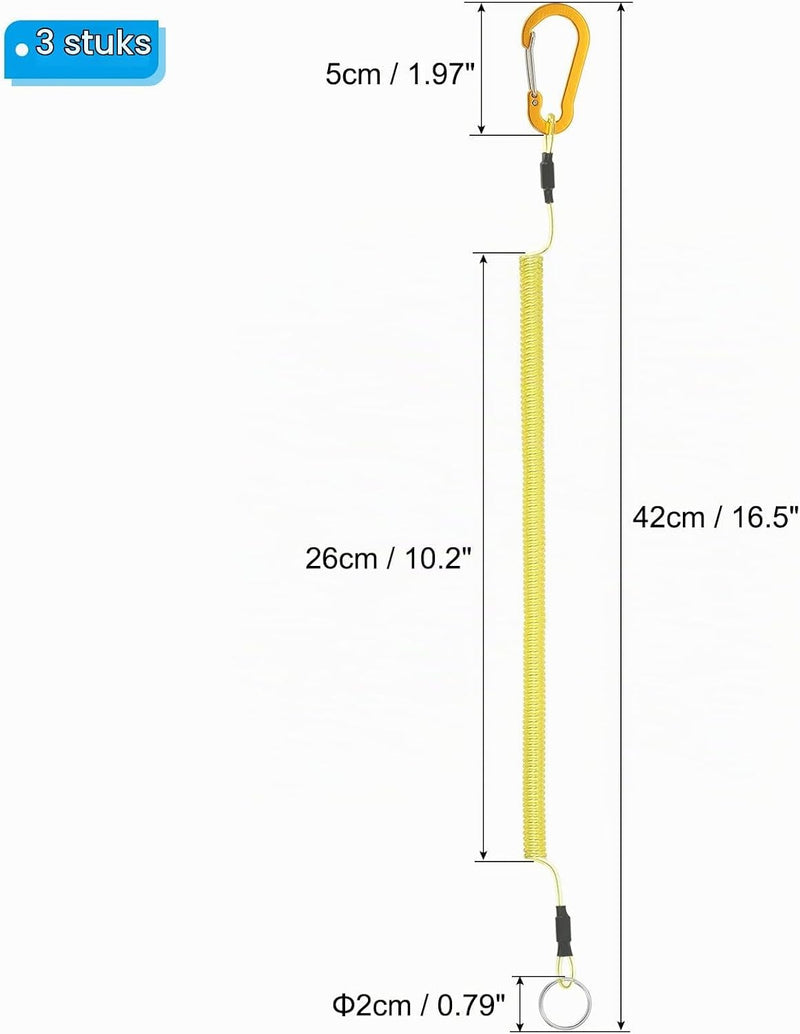 Laden Sie das Bild in Galerie -Viewer, Spiraalkoorden 3 stuks uitschuifbaar tot 150 cm met clip groen – veiligheidslijnen – outdoor accessoires
