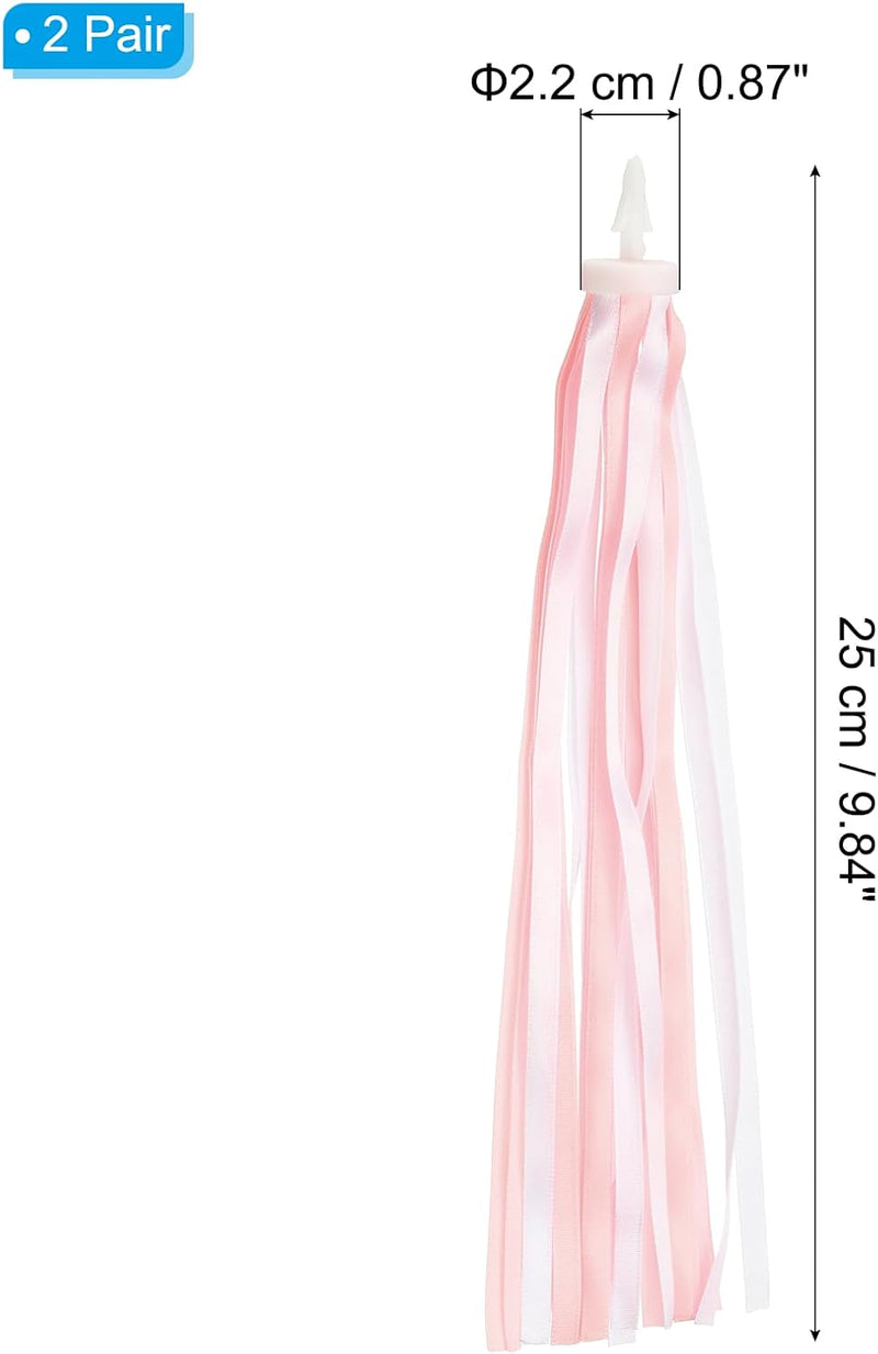 Chargez l'image dans la visionneuse de la galerie, Décoration de guidon de vélo avec rubans flottants, 2 paires, 25 cm – décoration de poignées – accessoires de vélo pour enfants et trottinettes
