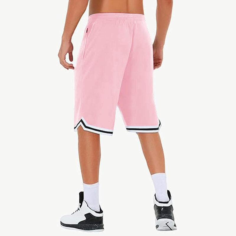 Laden Sie das Bild in Galerie -Viewer, Lange basketbalshort heren van ademend mesh met ritszak – sportshort – fitness broek
